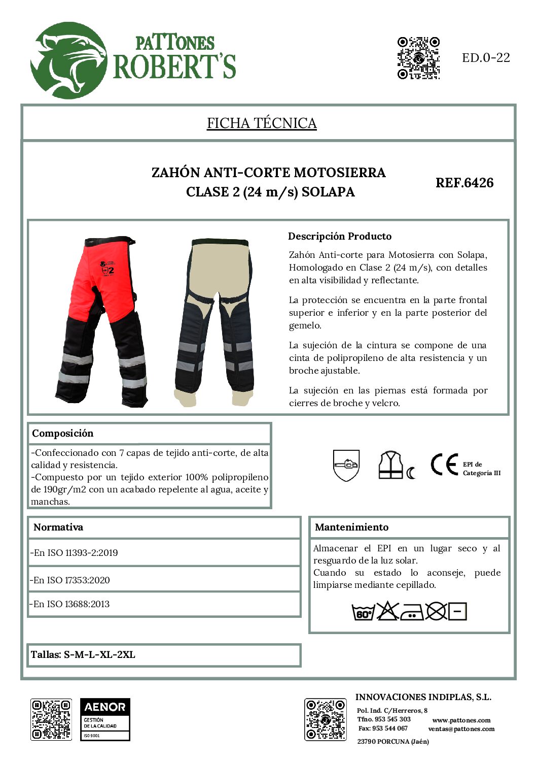 ZAHÓN ANTI-CORTE MOTOSIERRA CLASE 2 SOLAPA - Imagen 3