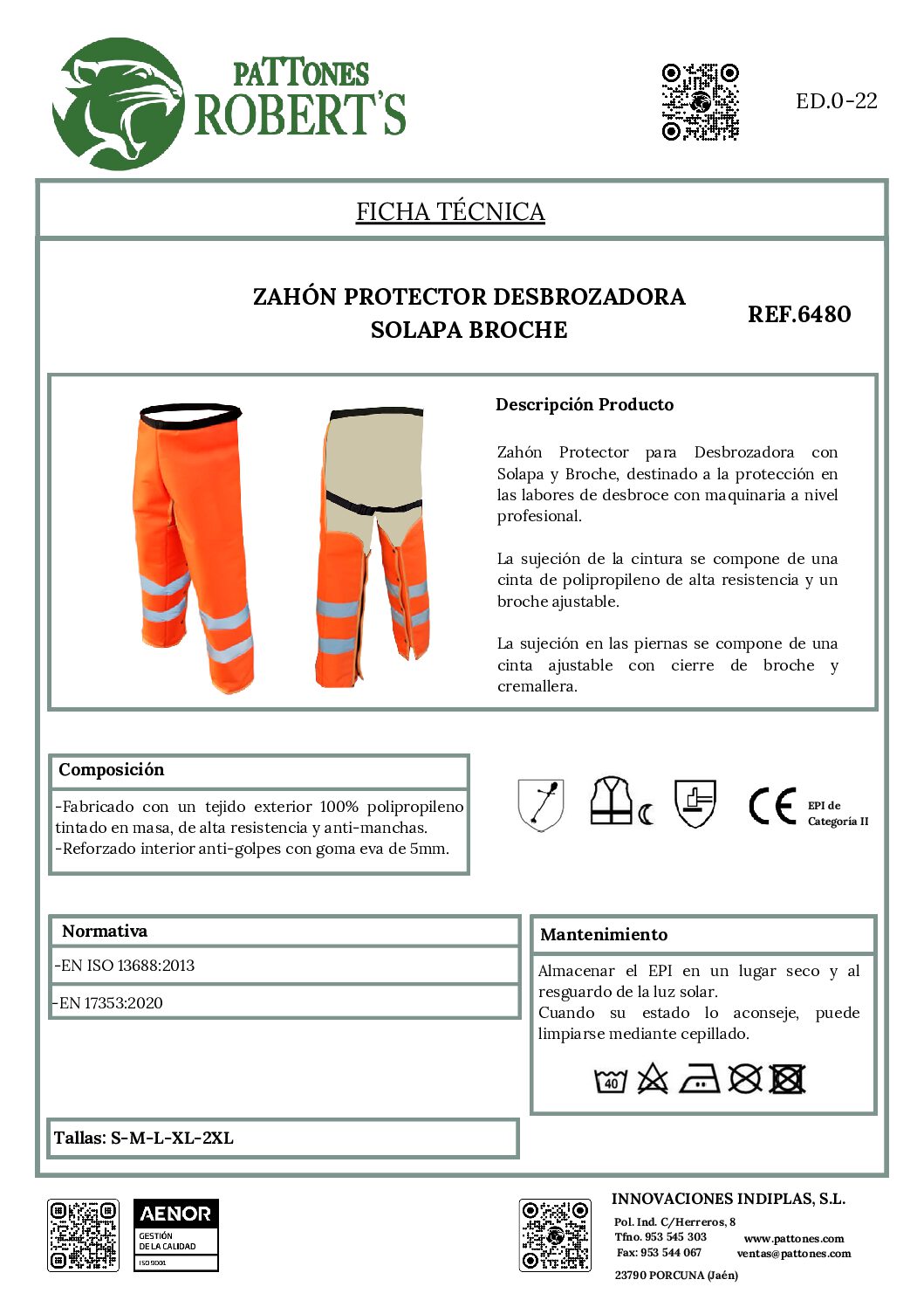 ZAHÓN PROTECTOR DESBROZADORA SOLAPA BROCHE NARANJA - Imagen 3